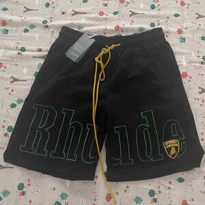 Rhude x Lamborghini Emboiered Logo Shorts Black